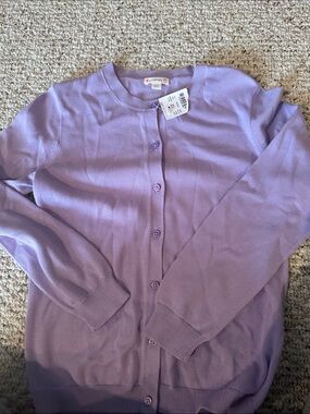 Crewcuts Lavender Cotton Button-Up Cardigan Sweater
